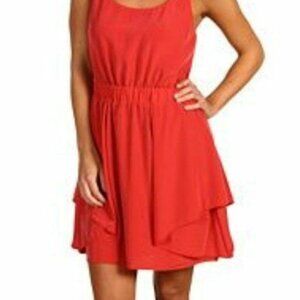 BCBGeneration Size S Tank Style Dress, Back Tie Waist, Burnt Coral Color, Flowy